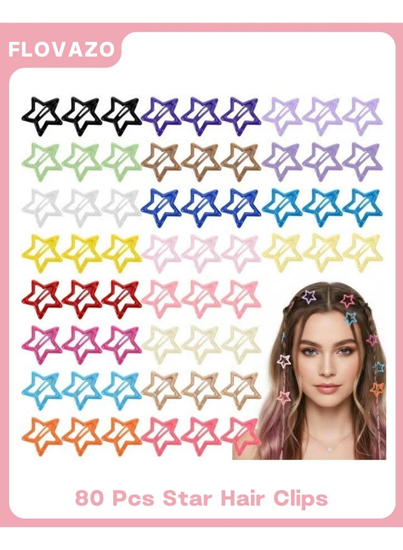 FLOVAZO 80 Pcs Non Slip Star Hair Clips for Girls, Small Hair Pins for Women Daily Use and Festival Styling Accessories - Image 1